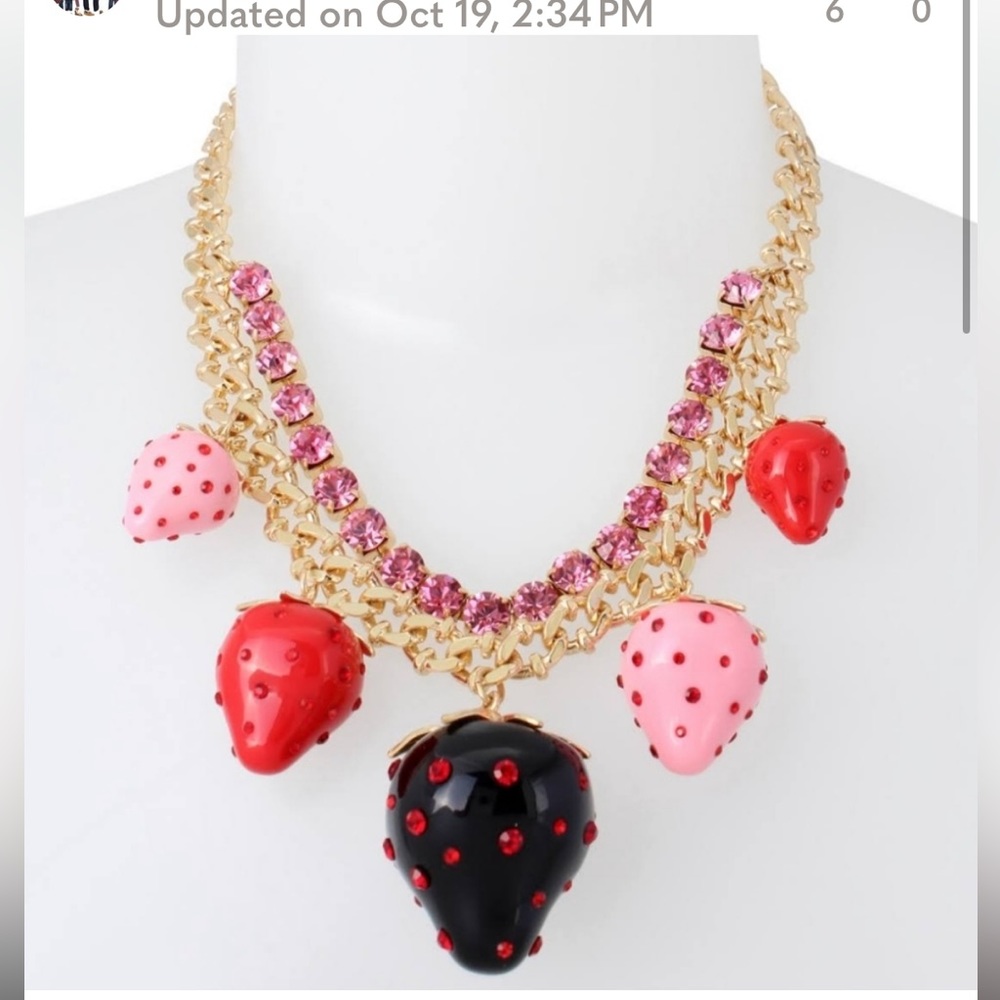 New Betsey Johnson Strawberry Bib Necklace